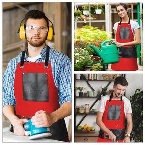 FORGICA MEN WOMEN BARBER APRON WIH POCKETS WATERPROOF KITCHEN CHEF APRON